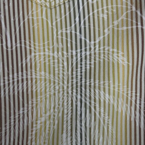 Tommy Bahama Gold 100% Silk Stripe Palm Tree Motif Long Sleeve Shirt Size L - Picture 6 of 13